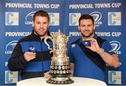 14 December 2013; Leinster's Sean O'Brien, left, and Fergus McFadden at the 89th Provincial Towns Cup draw sponsored by Cleaning Contractors. Ballsbridge Hotel, Dublin. Picture credit: Stephen McCarthy / SPORTSFILE