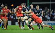 14 December 2013; Eoin McKeon, Connacht, is tackled by Yoann Maestri, Toulouse. Heineken Cup 2013/14, Pool 3, Round 4, Connacht v Toulouse. Sportsground, Galway. Picture credit: Matt Browne / SPORTSFILE