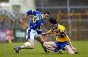 12 March 2005; David Russel, Clare, in action against Kevin Mulligan, Longford. Allianz National Football League, Division 2A, Clare v Longford, Cusack Park, Ennis, Co. Clare. Picture credit; Ray McManus / SPORTSFILE