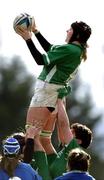 13 March 2005; Joy Neville, Ireland, wins possession in the line-out against France. Women's Six Nations Rugby Championship, Ireland v France, Templeville Road, Dublin. Picture credit; Ciara Lyster / SPORTSFILE