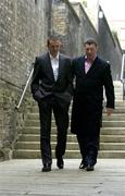 14 March 2005; Bohemians manager Gareth Farrelly, left, with Shamrock Rovers manager Roddy Collins at the launch of the 2005 eircom League season. Coach House, Dublin Castle, Dublin. Picture credit; David Maher / SPORTSFILE