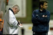 16 March 2005; Eamon Collins, left, Shelbourne assistant manager, in the dugout area with manager Pat Fenlon, during the game. eircom League, Premier Divison, Shelbourne v UCD, Tolka Park, Dublin. Picture credit; David Maher / SPORTSFILE