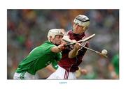 18 August 2013; Conor Shaughnessy, Galway, in action against Andrew La Touche Cosgrave, Limerick. Electric Ireland GAA Hurling All-Ireland Minor Championship, Semi-Final, Limerick v Galway, Croke Park, Dublin. Picture credit: Stephen McCarthy / SPORTSFILE