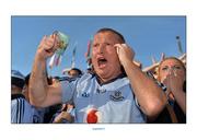 22 September 2013; Dublin supporter Ciaran Joyce, from Mullingar, Co. Westmeath, cheers on his sides in the final moments of the game. GAA Football All-Ireland Championship Finals, Croke Park, Dublin. Picture credit: Barry Cregg / SPORTSFILE