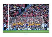28 September 2013; Clare players prepare to defend an Anthony Nash free which resulted in a Cork goal. GAA Hurling All-Ireland Senior Championship Final Replay, Cork v Clare, Croke Park, Dublin. Picture credit: Stephen McCarthy / SPORTSFILE