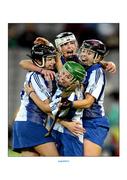 2 March 2013; Milford players Elaine O'Riordan, Orlaith O'Mahony, Ashling Thompson and Anna Geary celebrate at the final whistle. All Ireland Senior Camogie Club Championship Final, Killimor, Galway, v Milford, Cork, Croke Park, Dublin. Picture credit: Ray McManus / SPORTSFILE