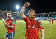 14 December 2013; Munster's Sean Dougall, right, and Felix Jones acknowledge supporters after defeating Perpignan. Heineken Cup 2013/14, Pool 6, Round 4, Perpignan v Munster. Stade Aimé Giral, Perpignan, France. Picture credit: Diarmuid Greene / SPORTSFILE