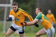 15 December 2013; Padraig McKeever, Meath, in action against Peter Cunningham, Offaly. Fitzsimons Cup Final, Meath v Offaly, Grangegodden, Kells, Co. Meath. Picture credit: Ramsey Cardy / SPORTSFILE