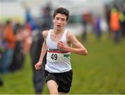 15 December 2013; Eoin McCann, from Beechmount Harriers Athletic Club, Belfast, on his way to winning the Boys under-15 3500m at the Woodie’s DIY National Novice & Even Age Cross Country Championships. WIT Sports Campus, Carriganore, Co. Waterford. Picture credit: Matt Browne / SPORTSFILE