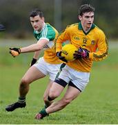 15 December 2013; Cillian O'Sullivan, Meath, in action against Owen Carroll, Offaly. Fitzsimons Cup Final, Meath v Offaly, Grangegodden, Kells, Co. Meath. Picture credit: Ramsey Cardy / SPORTSFILE