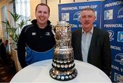 14 December 2013; Longford RFC President Tony Headon, right, and club captain Brendan McManus at the 89th Provincial Towns Cup draw sponsored by Cleaning Contractors. Ballsbridge Hotel, Dublin. Picture credit: Stephen McCarthy / SPORTSFILE