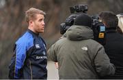 16 December 2013; Leinster's Luke Fitzgerald speaking to the media during a press briefing ahead of their Celtic League 2013/14, Round 10, match against Edinburgh on Friday. Leinster Rugby Squad Training & Press Briefing, Rosemount, UCD, Belfield, Dublin. Picture credit: Piaras Ó Mídheach / SPORTSFILE