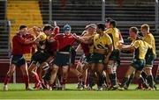 17 December 2013; Players from both teams tussle off the ball during the first half. Representative Match, Munster U19 v Australia Schools, Thomond Park, Limerick. Picture credit: Diarmuid Greene / SPORTSFILE