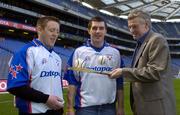 17 March 2005; Datapac Hotshot, Tadhg Flynn, University of Limerick, Datapac Hotshot, Brian Carroll, University of Limerick and David Laird, Managing Director, Datapac . The Datapac Hotshots, the combined Colleges version of the All-Stars were announced in Croke Park today. Croke Park, Dublin. Picture credit; Ray McManus / SPORTSFILE
