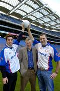 17 March 2005; Datapac Hotshot Colm Cafferty, Sligo IT, David Laird, Managing Director, Datapac and Datapac Hotshot, Patrick Brady, Sligo IT. The Datapac Hotshots, the combined Colleges version of the all-Stars were announced in Croke Park today. Croke Park, Dublin. Picture credit; Ray McManus / SPORTSFILE