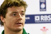18 March 2005; Brian O'Driscoll during an Ireland Rugby press conference prior to their RBS Six Nations game against Wales. Millenium Stadium, Cardiff, Wales. Picture credit; Tim Parfitt / SPORTSFILE