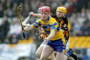 20 March 2005; Brian Lohan, Clare, in action against James Cha Fitzpatrick, Kilkenny. Allianz National Hurling League, Division 1A, Kilkenny v Clare, Nowlan Park, Kilkenny. Picture credit; Damien Eagers / SPORTSFILE
