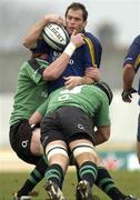 20 March 2005; Felipe Conetepomi, Leinster, is tackled by John Muldoon and Andrew Farley, right, Connacht. Celtic League, Connacht v Leinster, Sportsground, Co. Galway. Picture credit; Ray Ryan / SPORTSFILE