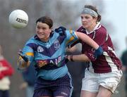 20 March 2005; Jackie Shiels, UCD, in action against Carmel Considine, NUIG. Ladies O'Connor cup Final, UCD v NUIG, Jordanstown, Belfast. Picture credit; Michael Cullen / SPORTSFILE