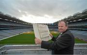 18 December 2013; Uachtarán Chumann Lúthchleas Gael Liam Ó Néill holds the original Deeds of Croke Park during an event to mark the 100th Anniversary of the Deeds of Croke Park being presented to the GAA by Frank Dineen. Croke Park, Dublin. Picture credit: Matt Browne / SPORTSFILE