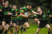 18 December 2013; Tristan Noach Hoffman, Moyne Community School,  is tackled by Matt Finn, St. Conleth’s College. Leinster Schools Duff Junior Cup Final, St. Conleth’s College v Moyne Community School. Mullingar RFC, Co. Westmeath. Picture credit: David Maher / SPORTSFILE