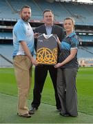 19 December 2013; Peter McKenna, Commercial Director of the GAA and Stadium Director of Croke Park, with Graham O'Sullivan, Regional manager GAA Kukri, left, and Bronagh McClenaghan, Sales manager Kukri, in attendance at the announcement of Kukri as the new kit supplier for the GAA. Croke Park, Dublin. Picture credit: Matt Browne / SPORTSFILE