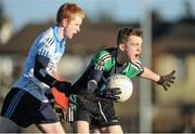 19 December 2013; Cian O'Connor, St Benildus College, in action against Tadhg Forde, Maynooth Post Primary. Dublin Schools Senior “A” Football Final, St Benildus College v Maynooth Post Primary. O'Toole Park, Crumlin, Dublin. Picture credit: Piaras Ó Mídheach / SPORTSFILE