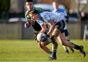 19 December 2013; Ian Doyle, Maynooth Post Primary, in action against Peadar Murray, St Benildus College. Dublin Schools Senior “A” Football Final, St Benildus College v Maynooth Post Primary. O'Toole Park, Crumlin, Dublin. Picture credit: Barry Cregg / SPORTSFILE