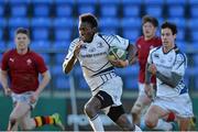 19 December 2013; Niyi Adelokan, Leinster Development Squad, on his way to scoring his side's first try. Representative Match, Ireland U20 v Leinster Development Squad, Donnybrook Stadium, Dublin. Picture credit: Matt Browne / SPORTSFILE