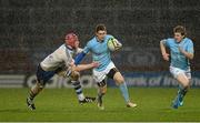 20 December 2013; Lorcan Burke, Garryowen, is tackled by Cathal O'Flaherty, Cork Constitution. ODM Financial Munster Senior Cup Final, Garryowen v Cork Constitution, Thomond Park, Limerick. Picture credit: Diarmuid Greene / SPORTSFILE