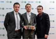 21 December 2013; St. Patrick's players, from left, Brendan Clarke, Ger O'Brien and Conan Byrne, who were nominated for team of the year, in attendance at the RTÉ Sports Awards 2013. RTÉ Studios, Donnybrook, Dublin. Photo by Sportsfile