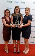 21 December 2013; Ireland Women's Rugby players, who were nominated for team of the year, from left, Fiona Coughlan, Lynn Cantwell and Niamh Briggs in attendance at the RTÉ Sports Awards 2013. RTÉ Studios, Donnybrook, Dublin. Photo by Sportsfile