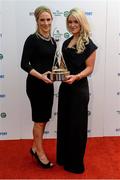 21 December 2013; Galway camogie players, who were nominated for team of the year, Therese Maher, left, and Lorraine Ryan in attendance at the RTÉ Sports Awards 2013. RTÉ Studios, Donnybrook, Dublin. Photo by Sportsfile