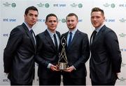 21 December 2013; Dublin footballers, who were nominated for team of the year, from left, Michael Michael Darragh Macauley, Stephen Cluxton, Jack McCaffrey and Paul Flynn in attendance at the RTÉ Sports Awards 2013. RTÉ Studios, Donnybrook, Dublin. Photo by Sportsfile