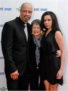 21 December 2013; Former Republic of Ireland international Paul McGrath with his mother Betty, centre, and niece Mawia O'Reilly in attendance at the RTÉ Sports Awards 2013. RTÉ Studios, Donnybrook, Dublin. Photo by Sportsfile