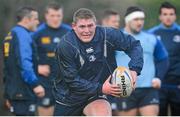 23 December 2013; Leinster's Tadhg Furlong in action during squad training ahead of their Celtic League 2013/14, Round 11, match against Ulster on Saturday. Leinster Rugby Squad Training & Press Briefing, Rosemount, UCD, Belfield, Dublin. Picture credit: Ramsey Cardy / SPORTSFILE