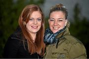 26 December 2013; Emma McIntyre, left, from Kill, Co. Kildare, and Emma Wood from Perth, Australia, enjoying a day at the races. Leopardstown Christmas Racing Festival 2013, Leopardstown Racetrack, Leopardstown, Co. Dublin. Picture credit: Barry Cregg / SPORTSFILE