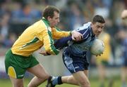 20 March 2005; Senan Connell, Dublin, in action against Barry Monaghan, Donegal. Allianz National Football League, Division 1A, Dublin v Donegal, Parnell Park, Dublin. Picture credit; Brian Lawless / SPORTSFILE
