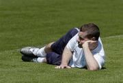 24 March 2005; Shay Given, Republic of Ireland, takes a break during squad training. Blumfield Stadium, Tel Aviv, Israel. Picture credit; David Maher / SPORTSFILE