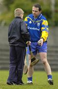 13 March 2005; Clare goalkeeper David Fitzgerald receives his hurleys. Allianz National Hurling League, Division 1A, Clare v Galway, Cusack Park, Ennis, Co. Clare. Picture credit; Ray McManus / SPORTSFILE
