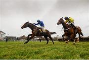 29 December 2013; Hurricane Fly, left, with Ruby Walsh up, on the way to winning The Ryanair Hurdle ahead of 2nd place Our Conor, with Danny Mullins up. Leopardstown Christmas Racing Festival 2013, Leopardstown Racetrack, Leopardstown, Co. Dublin. Photo by Sportsfile