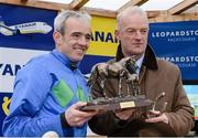 29 December 2013; Jockey Ruby Walsh with trainer of Hurricane Fly, Willie Mullins, after winning The Ryanair Hurdle. Leopardstown Christmas Racing Festival 2013, Leopardstown Racetrack, Leopardstown, Co. Dublin. Photo by Sportsfile