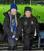 28 December 2013; Leinster fans, Cormac Kieran, left, age 10, from Tallaght, Co. Dublin, and Kaia Elers, age 9, from Templeogue, Co. Dublin, ahead of the match. Celtic League 2013/14, Round 11. Leinster v Ulster, RDS, Ballsbridge, Dublin. Picture credit: Piaras Ó Mídheach / SPORTSFILE