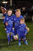 28 December 2013; Leinster matchday mascots Shane McGrath, age 10, from Rathfarnham, Dublin, and George Hook, age 5, from Blackrock, Cork, with Leinster captain Leo Cullen ahead of the game. Celtic League 2013/14, Round 11. Leinster v Ulster, RDS, Ballsbridge, Dublin. Picture credit: Stephen McCarthy / SPORTSFILE
