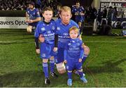 28 December 2013; Leinster matchday mascots Shane McGrath, age 10, from Rathfarnham, Dublin, and George Hook, age 5, from Blackrock, Cork, with Leinster captain Leo Cullen ahead of the game. Celtic League 2013/14, Round 11. Leinster v Ulster, RDS, Ballsbridge, Dublin. Picture credit: Stephen McCarthy / SPORTSFILE