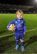 28 December 2013; Leinster matchday mascot George Hook, age 5, from Blackrock, Cork, ahead of the game. Celtic League 2013/14, Round 11. Leinster v Ulster, RDS, Ballsbridge, Dublin. Picture credit: Stephen McCarthy / SPORTSFILE
