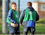 30 December 2013; Leinster's Ian Madigan and Sean Cronin, right, during Leinster Rugby Squad Training, UCD, Belfield, Dublin. Picture credit: Pat Murphy / SPORTSFILE