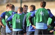 30 December 2013; Leinster's Jamie Heaslip in conversation with his team-mates during Leinster Rugby Squad Training, UCD, Belfield, Dublin. Picture credit: Pat Murphy / SPORTSFILE