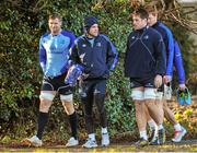 30 December 2013; Leinster players, from left, Jamie Heaslip, Ian Madigan, Dominic Ryan and  Tom Denton arrive ahead of Leinster Rugby Squad Training, UCD, Belfield, Dublin. Picture credit: Pat Murphy / SPORTSFILE