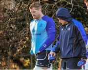 30 December 2013; Leinster's Jamie Heaslip and Ian Madigan, right, arrive ahead of Leinster Rugby Squad Training, UCD, Belfield, Dublin. Picture credit: Pat Murphy / SPORTSFILE